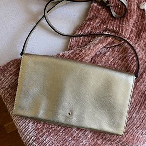 Gold Kate Spade crossbody and clutch